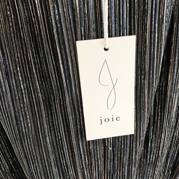 NWT Revolve x Joie Blouse Metallic Sheer Long Sleeve Smocked Open back Black XL - Picture 5 of 14